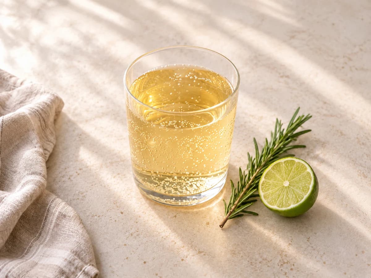Pineapple & rosemary sparkler, shown in a generated food illustration